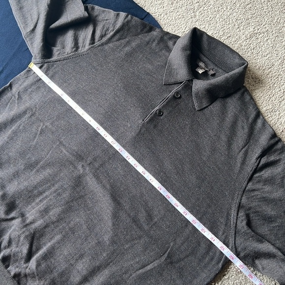 Two Merino Wool Henley Collared Sweaters Nordstrom and Barney’s Brown and Navy - Picture 7 of 10